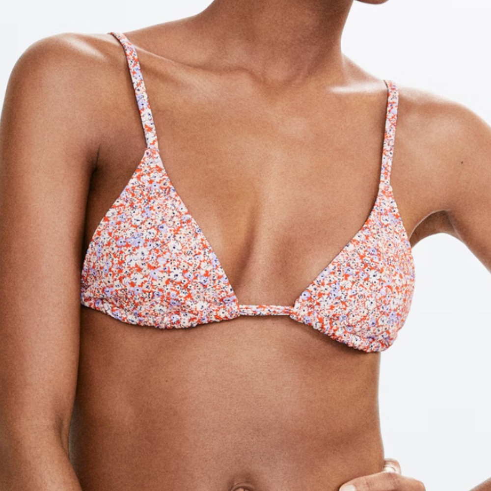 Mango - NWT Orange and White Bikini Top